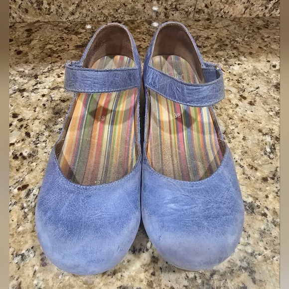 Dansko Blue Mary Jane Platform Espadrilles Size 38 (9) - Picture 2 of 6